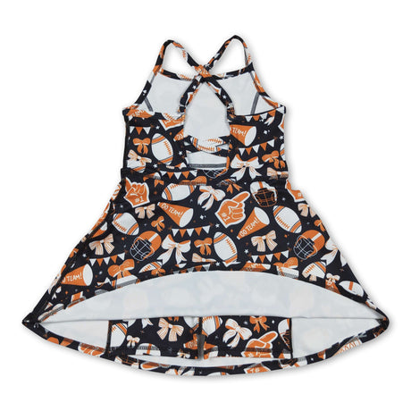 Straps orange bow football girls athletic dresses