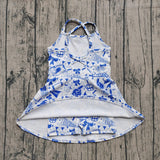 Straps blue bow football girls athletic dresses