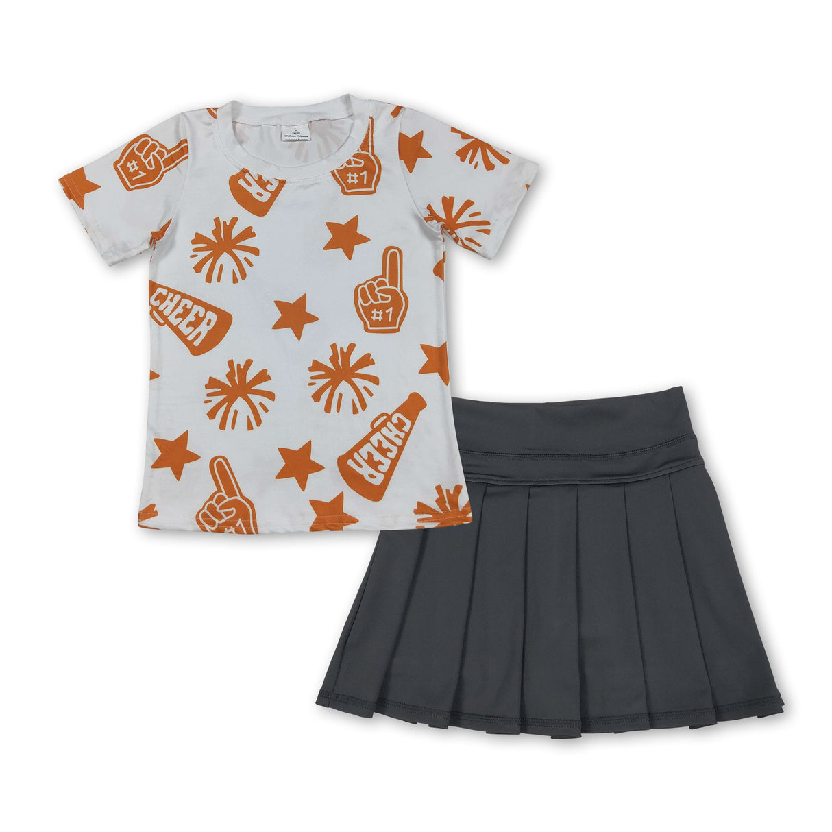 Yellow cheer top black pleated active skirt girls clothing