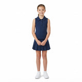 Sleeveless navy polo shirt pleated skirt girls activewear set