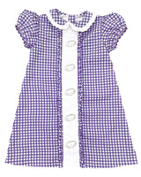 Short sleeves purple plaid football kids girls team dress