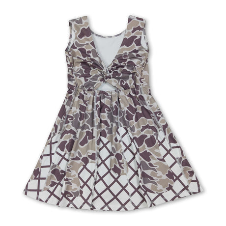 Sleeveless camo ice cream sprinkle girls athletic dresses