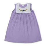 purple green bows print sleeveless girl dress