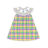 purple green yellow plaid print long sleeve girl mardi gras dress