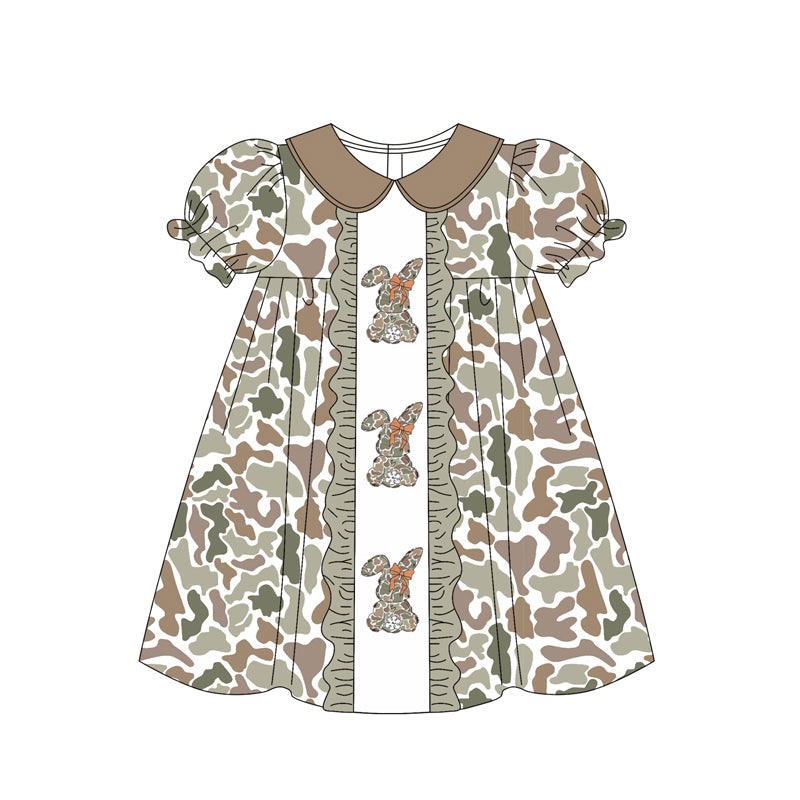 camo rabbit short sleeve easter girl dress