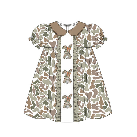 camo rabbit short sleeve easter girl dress