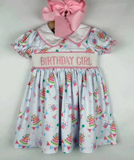 birthday girl cake short sleeve girl dress