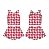 red stars sleeveless skirt kids girls yoga set