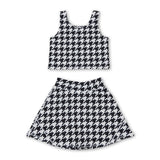 Sleeveless crop top skirt kids girls activewear set