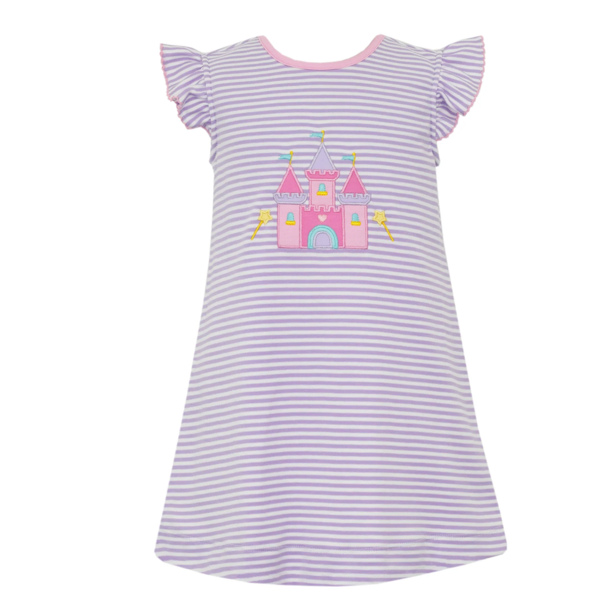purple stripe castle embroidery girl dress