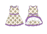 purple yellow green donut girl sleeveless yoga dress