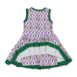 Sleeveless crawfish girl Mardi Gras pleated athletic dress