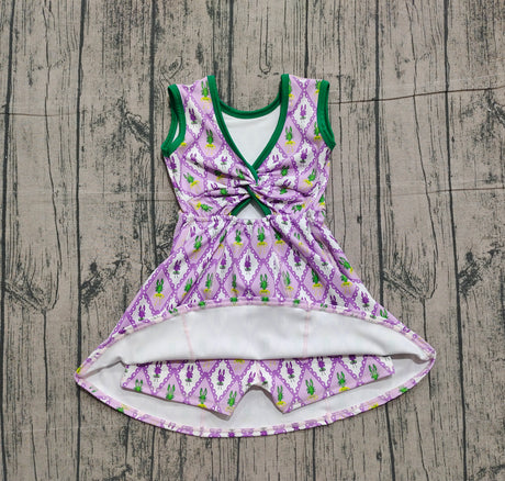 purple yellow green crab girl sleeveless yoga dress