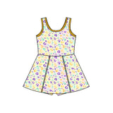 purple yellow green leopard girl sleeveless yoga dress