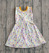 purple yellow green leopard girl sleeveless yoga dress