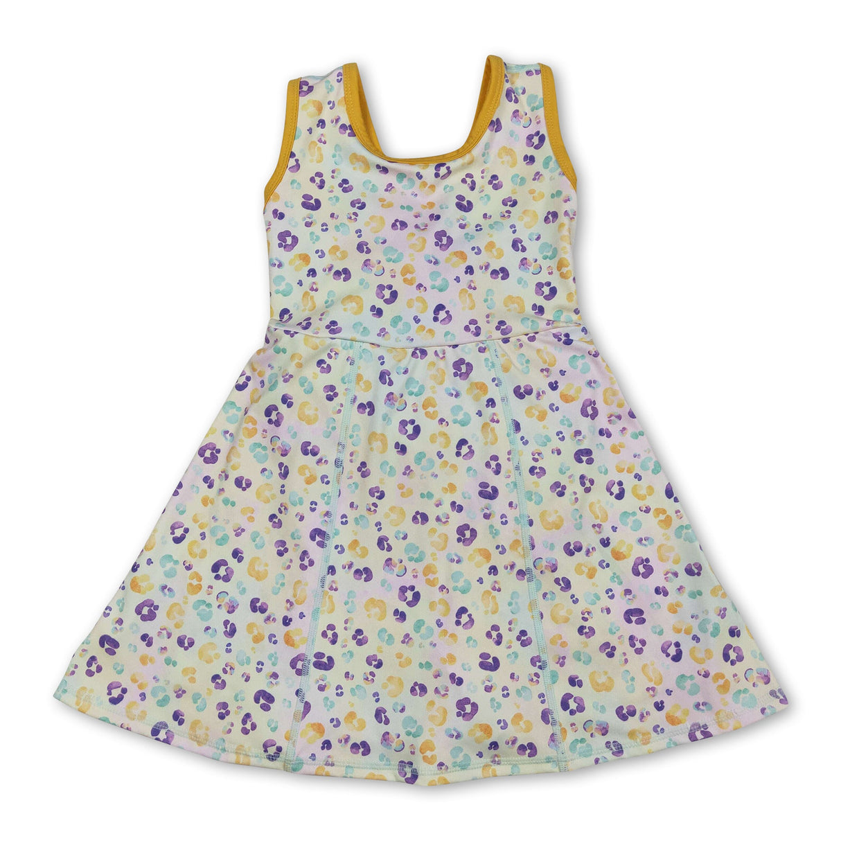 Purple yellow green leopard girl Mardi Gras athletic dress