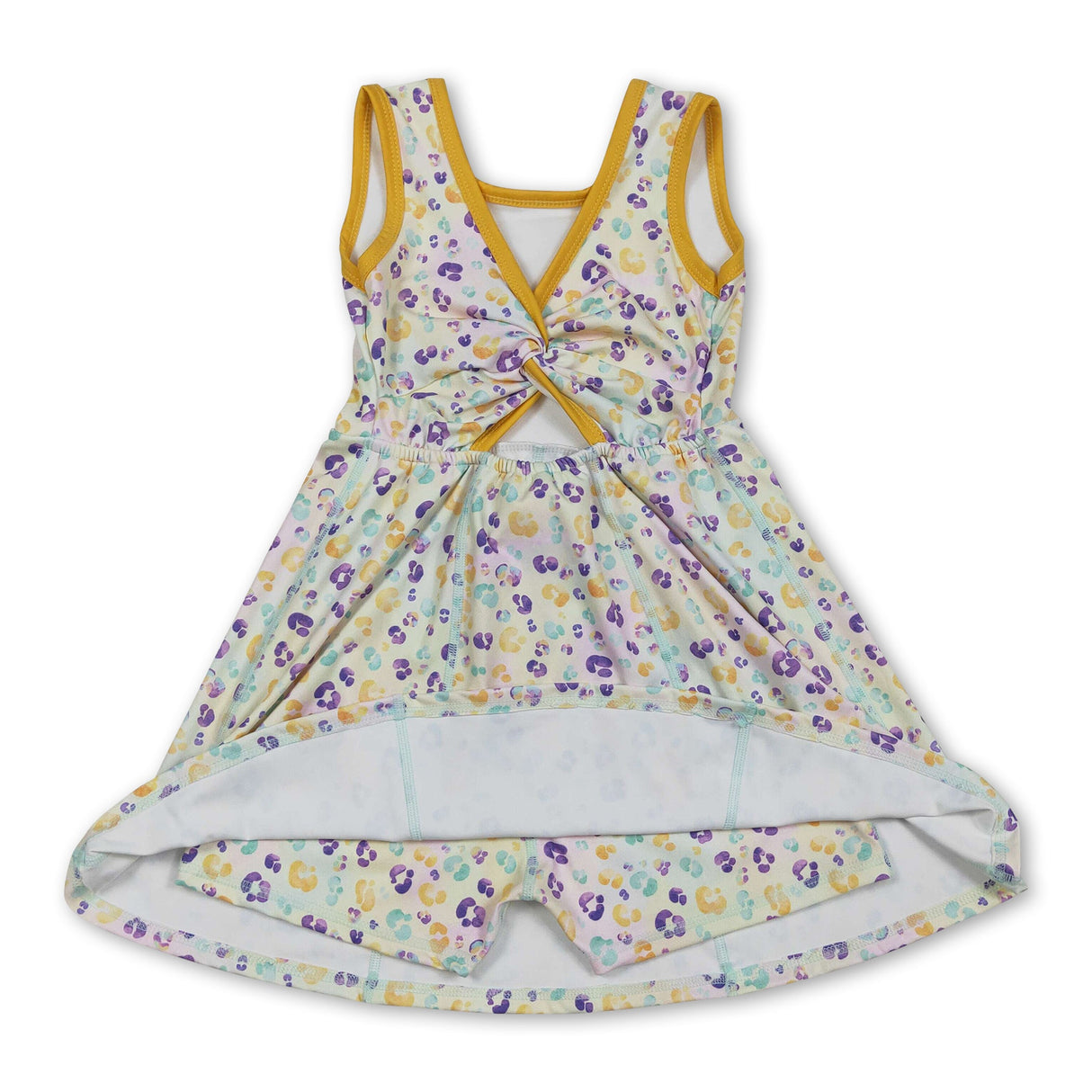 Purple yellow green leopard girl Mardi Gras athletic dress