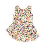 colorful leopard girl sleeveless yoga skirt set