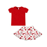 red grey bows football short sleeves top skorts kids girls set