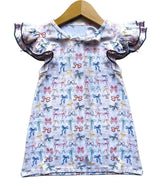 colorful bows girl flying sleeve dress