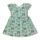 Short sleeves green bow girls St Patrick's dresses