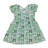 Short sleeves green bow girls St Patrick's dresses