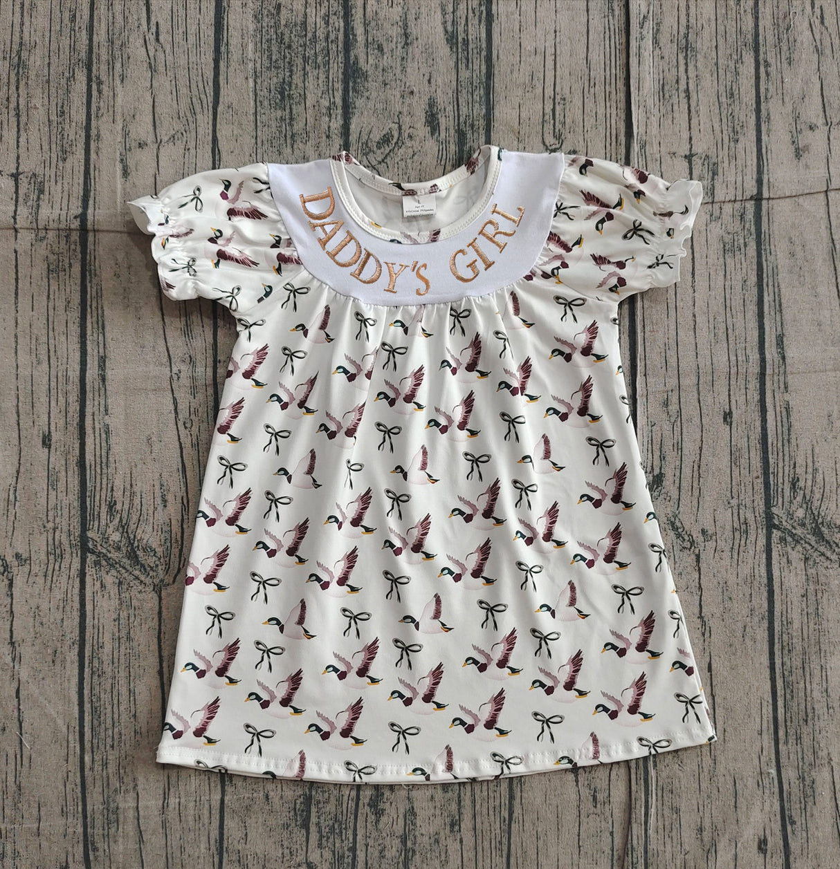 Short sleeves daddy's girl duck bow baby girls dresses