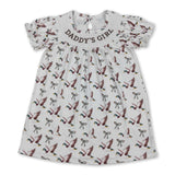 Short sleeves daddy's girl duck bow baby girls dresses