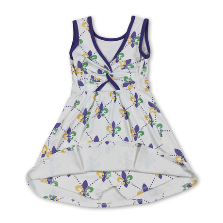 Purple green yellow sleeveless girls Mardi Gras athletic dress