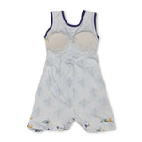 Purple green yellow sleeveless girls Mardi Gras athletic dress