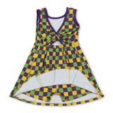 Yellow green purple plaid kids girls Mardi Gras athletic dress