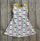 Sleeveless purple bow baby girls Mardi Gras athletic dress