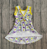 Sleeveless purple bow baby girls Mardi Gras athletic dress