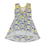 Sleeveless purple bow baby girls Mardi Gras athletic dress
