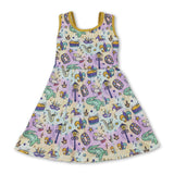 Sleeveless tie dye kids girls Mardi Gras athletic dress