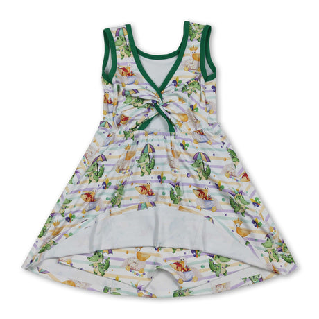 Sleeveless alligator pelican girls Mardi Gras athletic dress