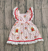 Flutter sleeves heart floral kids girls Valentine's dress