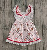 Flutter sleeves heart floral kids girls Valentine's dress