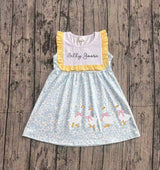 Sleeveless silly goose bow embroidery girls dresses