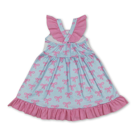Flutter sleeves mama's girl bows kids ruffle dresses