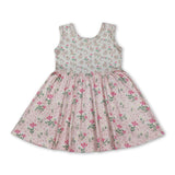 Sleeveless rabbit floral kids girls Easter twirl dresses