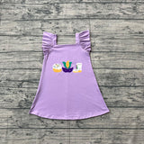 Lavender donut boots embroidery girls Mardi Gras dress