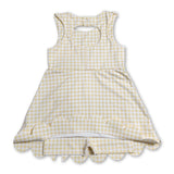 Sleeveless yellow plaid bows kids girls athletic dresses