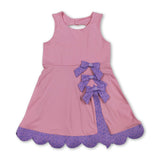 Sleeveless floral bow pink kids girls summer athletic dress
