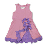 Sleeveless floral bow pink kids girls summer athletic dress
