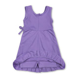 Purple sleeveless ruffle kids girls athletic dresses