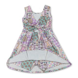 Sleeveless bunny floral kids girls Easter athletic dresses