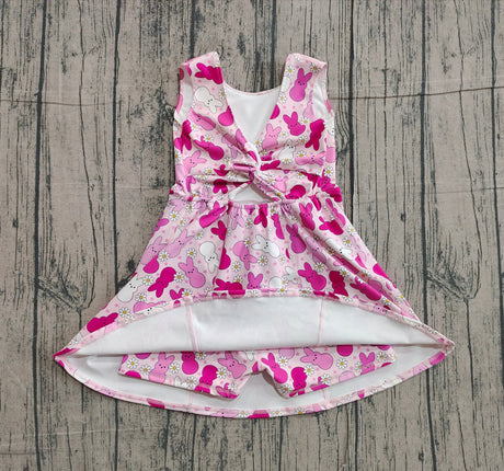 Sleeveless bunny floral baby girls Easter athletic dress