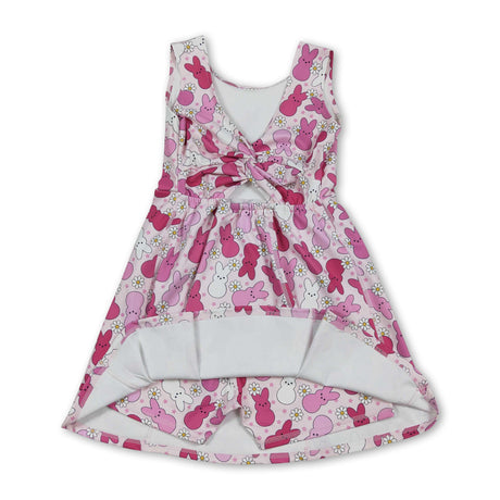 Sleeveless bunny floral baby girls Easter athletic dress