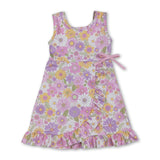 Sleeveless floral ruffle kids girls athletic dresses
